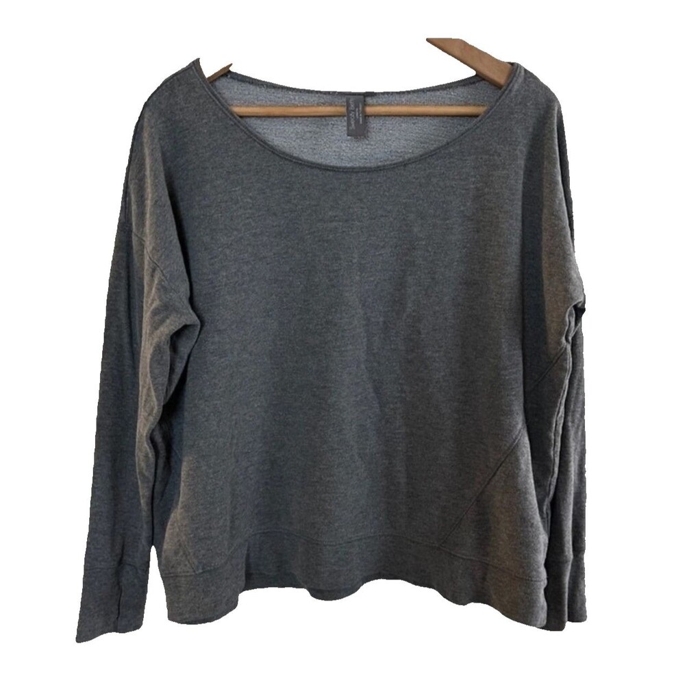 sweaty betty london gray athleisure crewneck pullover sweatshirt long sleeve lg
